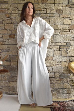 Basso Shirring Wide Leg Pant Clay